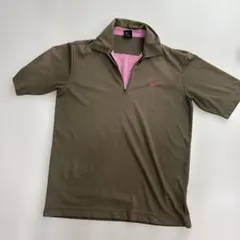 NIKE ハーフジップ ポロシャツ カーキ ピンクのサムネイル