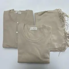 カシミア100% ニット　カーディガン　マフラーのセット
