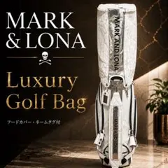 MARK&LONA キャディバッグ ホワイト シルバー フードカバー ネームタグのサムネイル