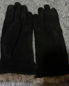 ファー付き スエードレザー 手袋 レディース ブラック