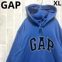 GAP ギャップ ジップパーカー スウェット XL 刺繍ロゴ ワッペン 裏起毛