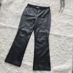 美品✴︎ フェイクレザーパンツ ウエストゴム ブラック L レディース フランス製