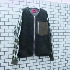 elephant TRIBAL fabrics 切り替えボアジャケット