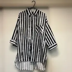 ストライプ 七分袖ロングシャツ