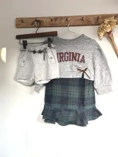 petit main ドッキングワンピース＆ZARAチェック柄スカート 80cm