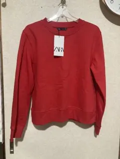 ZARAレッド クルーネック スウェット Mサイズ
