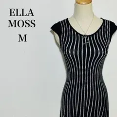 希少 エラモス ニットワンピース 黒白 ストライプ 8 Mサイズ相当