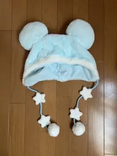 水色 ミッキー 型耳付き帽子 ファンキャップ ディズニー