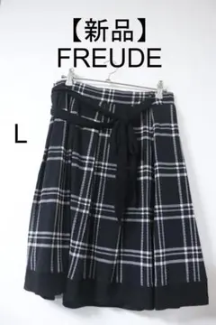プロフ必読【新品】FREUDEウエストリボンチェックスカートL 新品