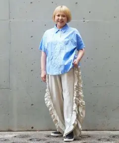 アズノウアズオオラカ アズノウアズ 大きいサイズ デニムフリルパンツ