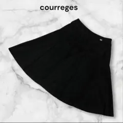 【希少美品】クレージュ　黒　フェイクレザー　Aラインスカート　ひざ丈
