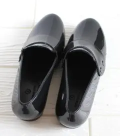 NANO universe　光沢ブラックレインシューズ