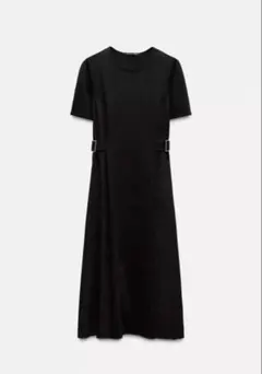 ZARA 黒 マッチングディテール&バックルワンピース L