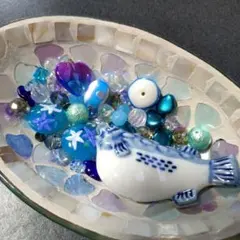 青　ガラスビーズ　まとめ売り　ランプワーク