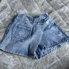 ハート刺繍 デニムハーフパンツ