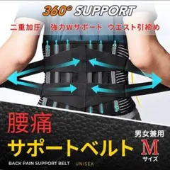 腰痛ベルト 腰サポーター コルセット 二重加圧 メッシュ 骨盤　Mサイズ