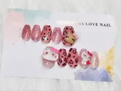 キティ　ピンク　豹柄　マグ　ネイルチップセット