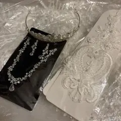 ウェディング　小物　５点セット　ロング　ベール　ティアラ　グローブ　ブライダル
