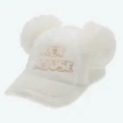 ディズニー　もこもこキャップ　白　ミッキー　キャップ