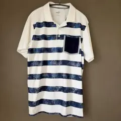 PUMA ストライプポロシャツ Lサイズ