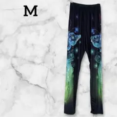 海外古着 【M】蝶 ギャラクシー柄 レギンス サイケデリック ダンス