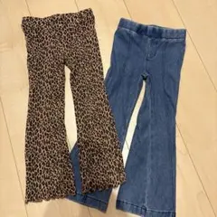 キッズ パンツ 2点セット レオパード デニム