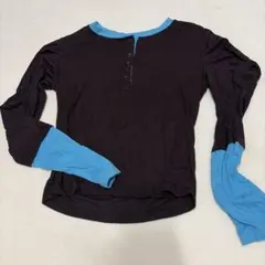長袖 ヘンリーネック カットソー バイカラー Shein