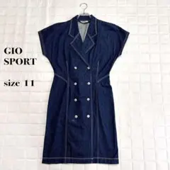 ..GIO SPORT デニムワンピース 11号 ダブルボタン ステッチデザインのサムネイル