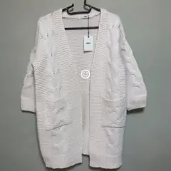 GRL グレイル ケーブル編み ロング ニット カーディガン ポケットあり