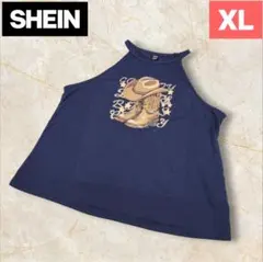 SHEIN カウボーイ柄 ホルターネックタンクトップ ネイビー XLのサムネイル