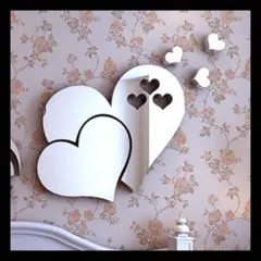 ♡匿名配送♡韓国♡大人気♡ウオールステッカー♡ハートミラー♡シルバー♡鏡♡