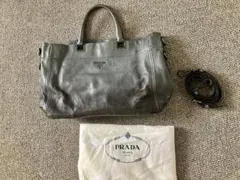 PRADA カープレザーグラデーショントートバッグ ブルー、ブラック