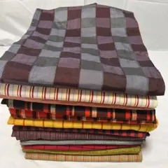 ぶ*だ様 ま-548 着物　縦、横、チェック柄　素材色々　まとめ売り　12枚