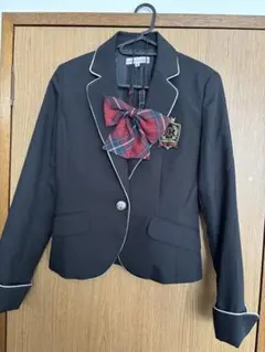 ブラックブレザー チェックリボン付き