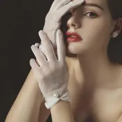 ウェディンググローブ パール装飾 ホワイト　ショート