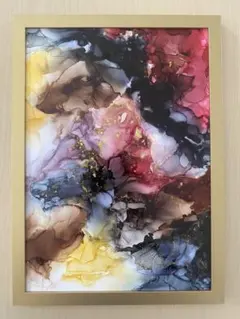 原画 赤×金 抽象画一点物 アルコールインクアート 深紅の残響 - メルカリ