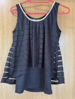 CECIL McBEE タンクトップ ブラック ボーダー