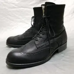 glamb グラム ウイングチップ ブーツ 日本製 黒 ブラック レザー 255