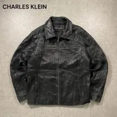 本革レザージャケットCHARLES KLEINブラック 裏地キルティング短丈古着