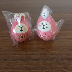 ☆コンコンブル　うさぎだるま & 開運カラー猫だるま 桃☆concombre ☆