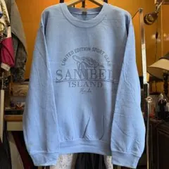 アメリカ古着 GILDAN SANIBEL ISLAND スウェット 水色