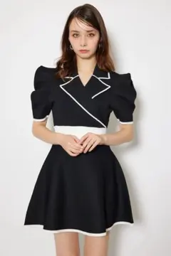 rienda テーラードカラー半袖ミニワンピース M