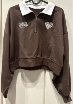 INGNI ハーフジップクロップドスウェット M ブラウン