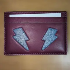 COACH バーガンディ カードケース 稲妻モチーフ
