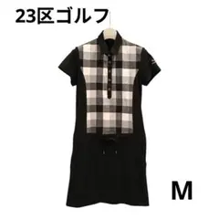 【美品】23区ゴルフ ワンピース レディース ブラック チェック柄 襟付きのサムネイル
