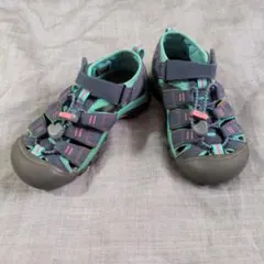 KEEN　キッズ　サンダル　靴　ネイビー　グリーン　19.5cm