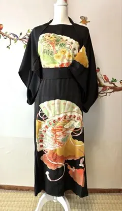 留袖　ワンピース　ドレス　フレアー袖　正絹　留袖リメイク　620　夢ちりめん 留袖 ワンピース ドレス フレアー袖 正絹 留袖リメイク 620 夢ちりめん