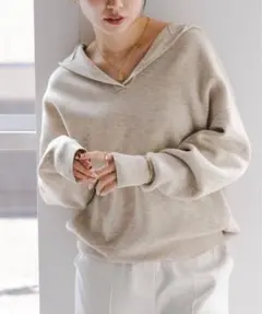 接結タック編みフードプルオーバー2