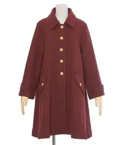 バーガンディ Aラインロングコート