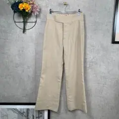 ノーブランド スラックス セミフレア M相当 ベージュ 無地 素材不明